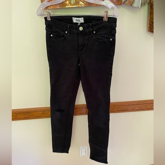 Paige Peg Super Skinny Jeans in Black Overdye Size 27 - Picture 1 of 9